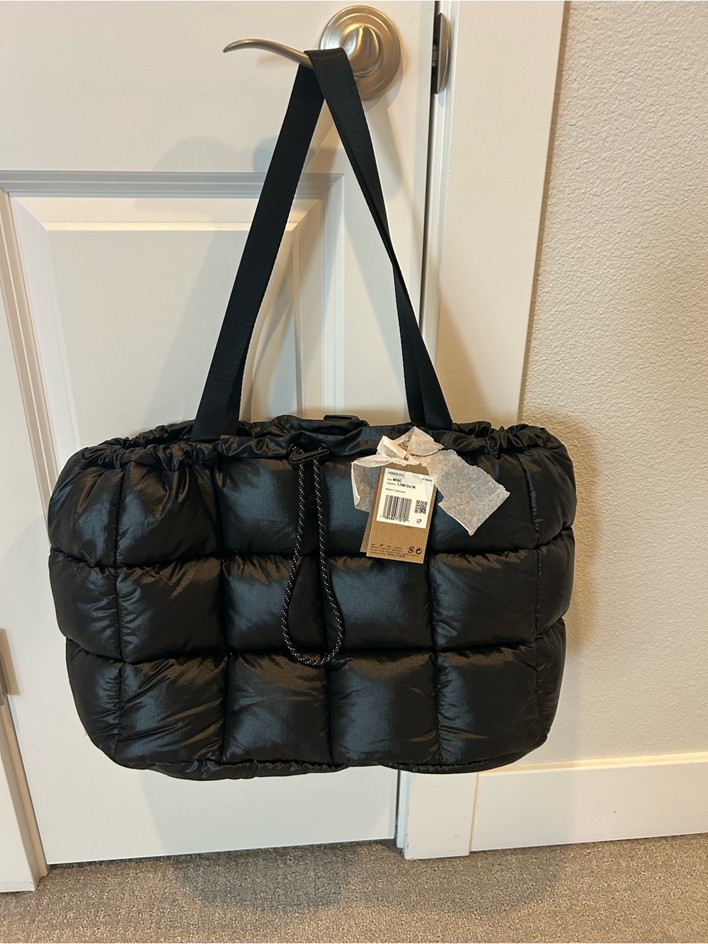 Nike Black Quilted Puffer Shoulder Tote